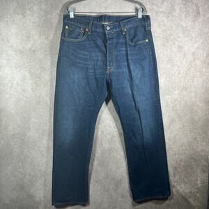 Levi's 501 Jeans Mens 36X29 Dark Wash Denim Straight Button‎ Fly Casual Stretch